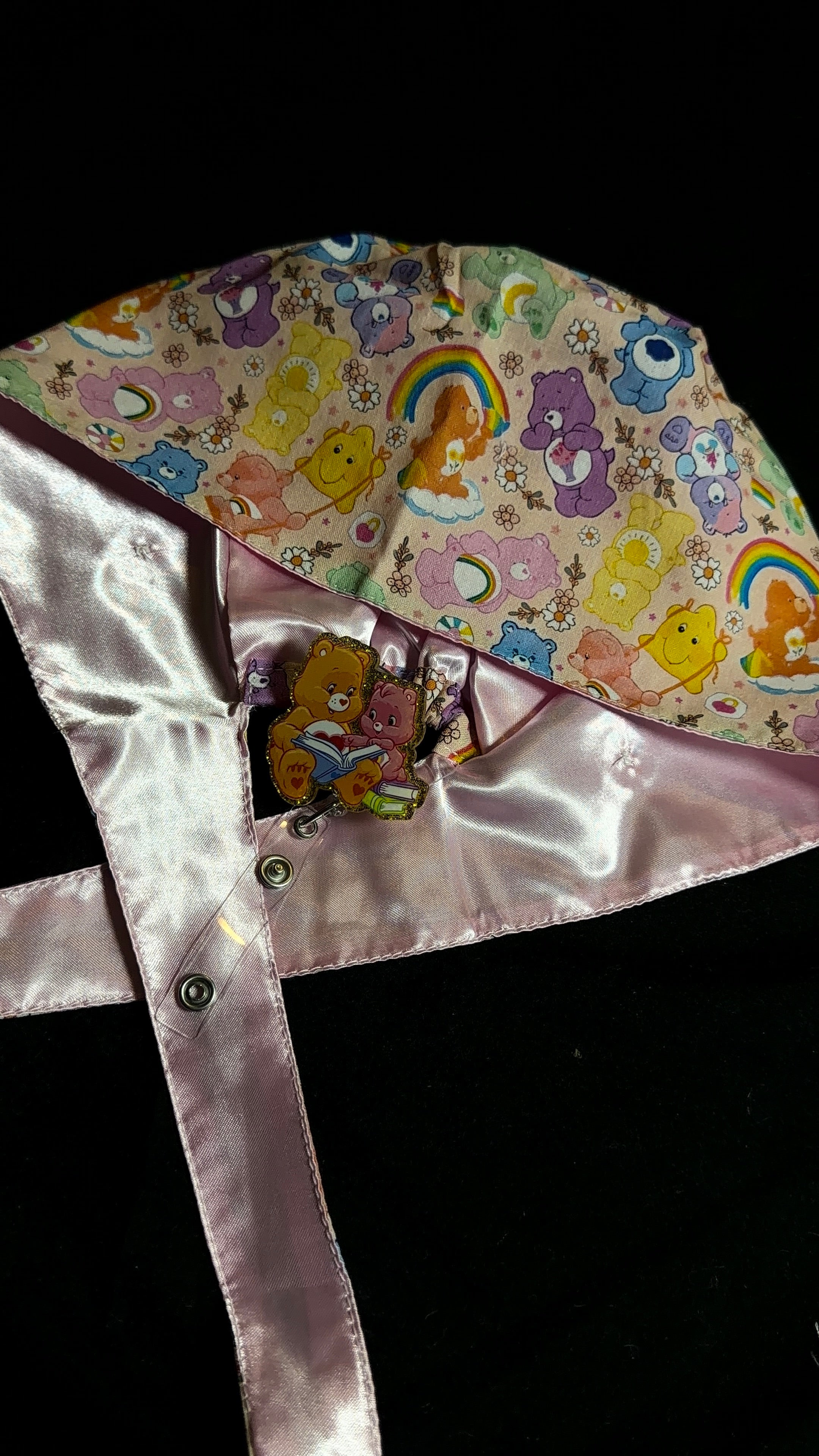 Care Bears Satin Lined Scrub Cap & Badge Reel Duo