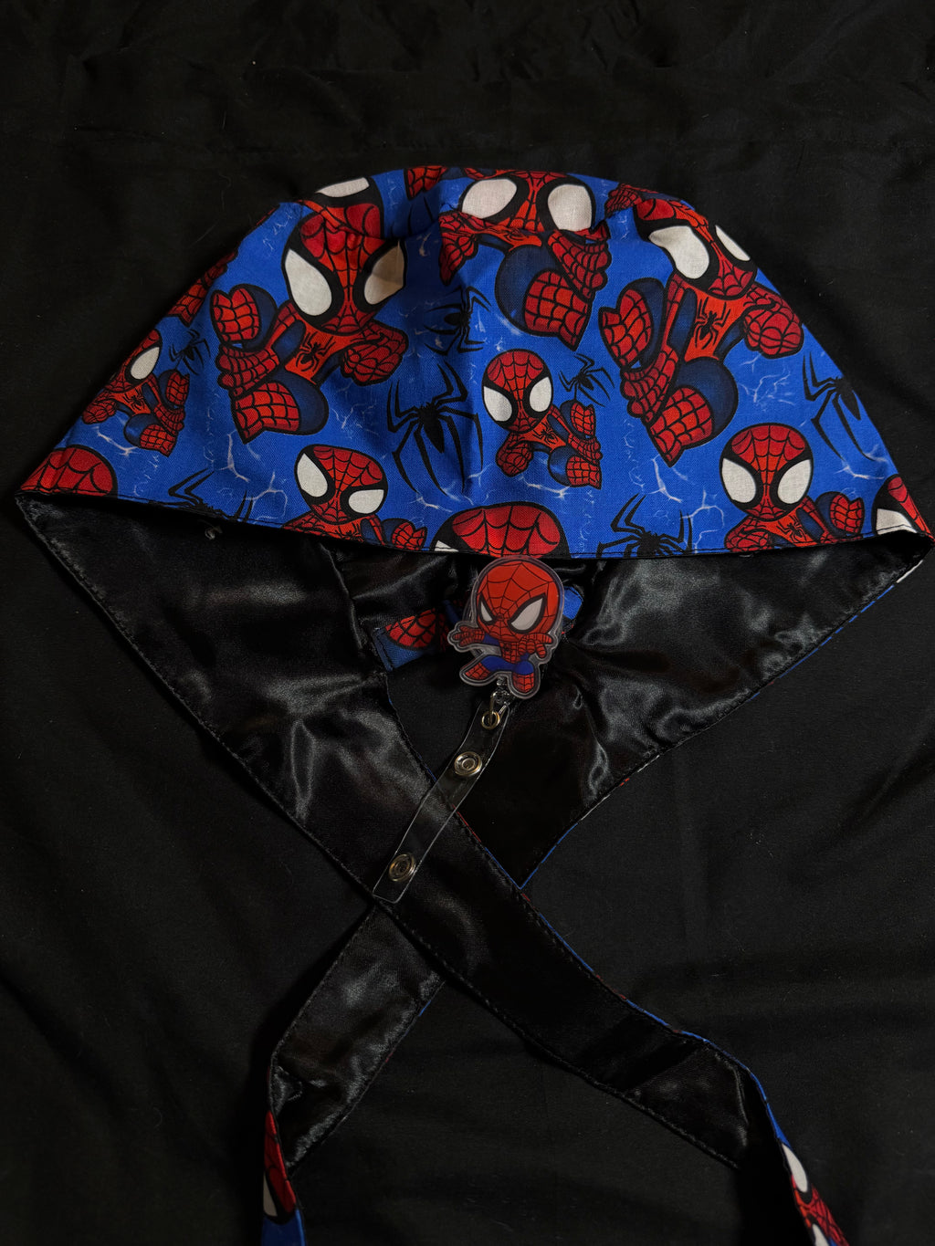 Spider-man Satin Lined Scrub Cap Badge Reel Duo