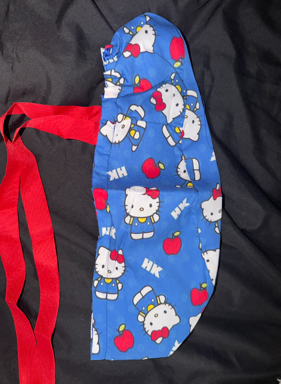 Hello Kitty Satin Lined Ponytail Scrub Cap