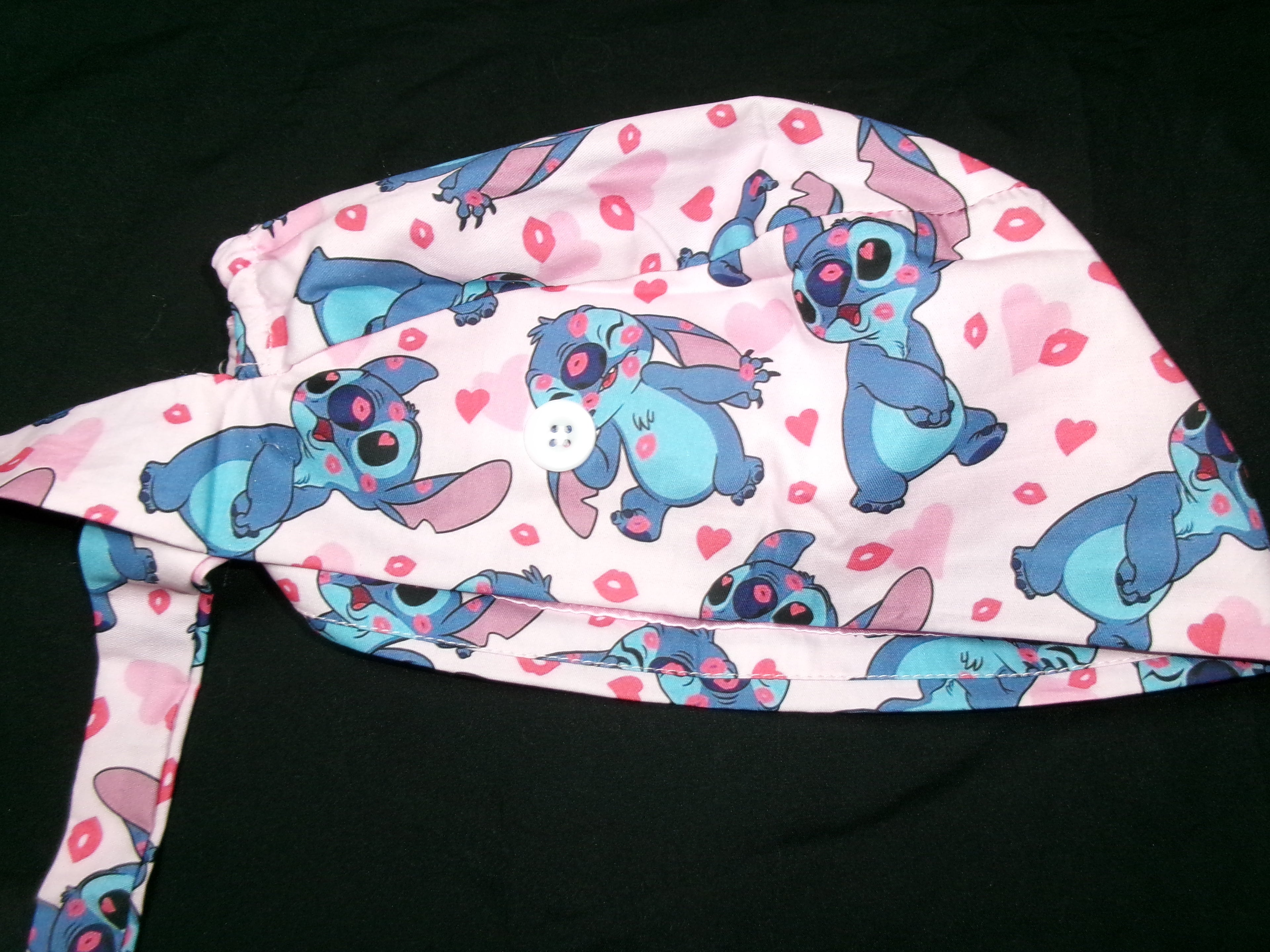Pink Leo & Stitch Satin Lined Scrub Cap