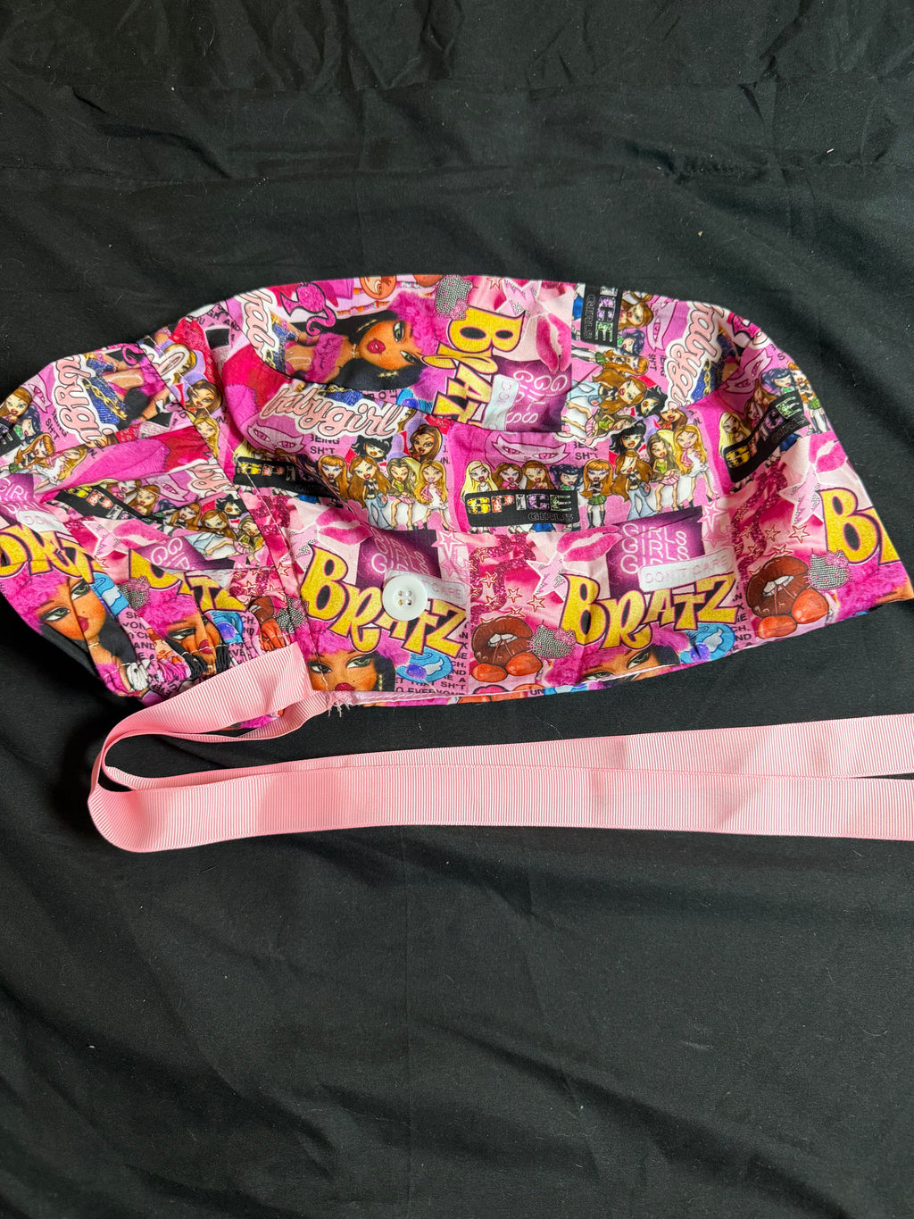 Pink Bratz Ponytail Satin Lined Scrub Caps