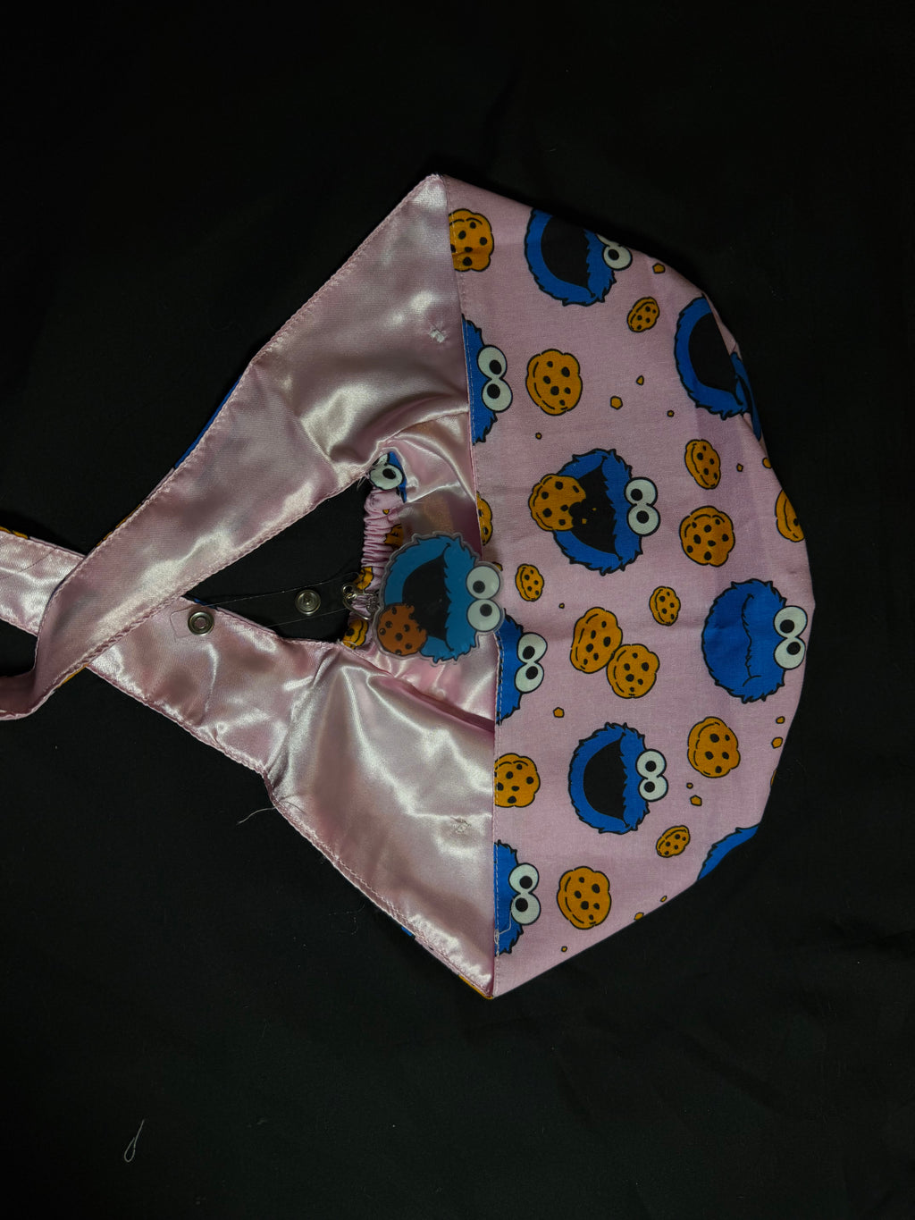 Cookie Monster Satin Lined Scrub Cap & Badge Reel Duo