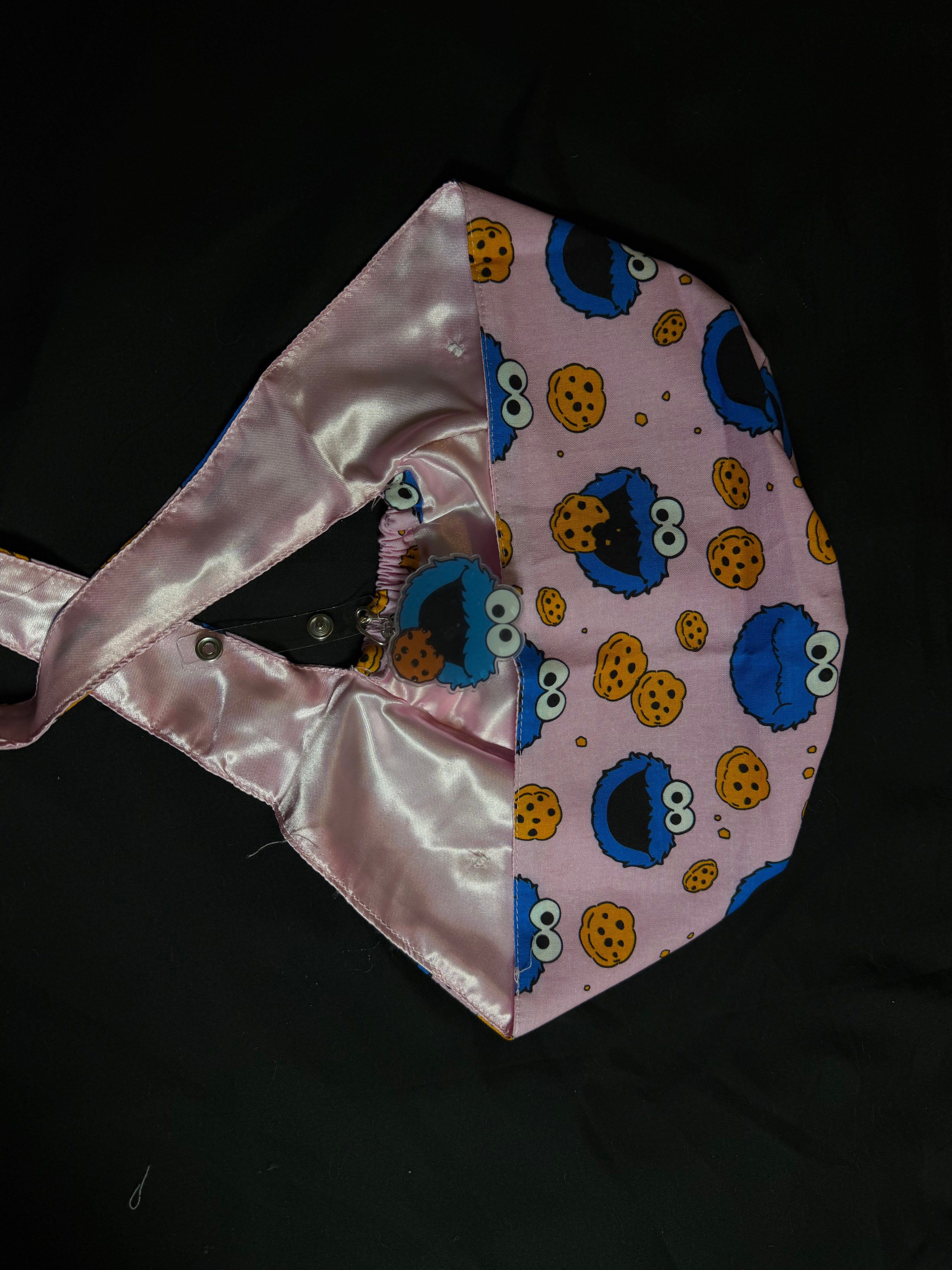 Cookie Monster Satin Lined Scrub Cap & Badge Reel Duo