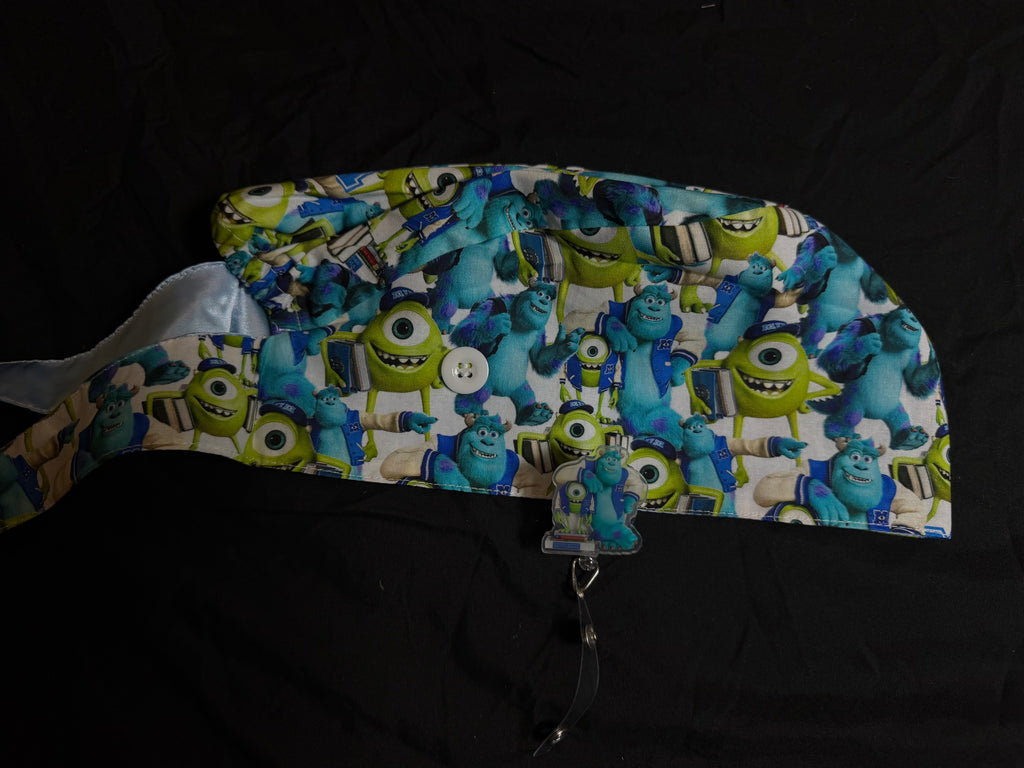 Monsters Ink Satin Lined Scrub Cap & Badge Reel Duo