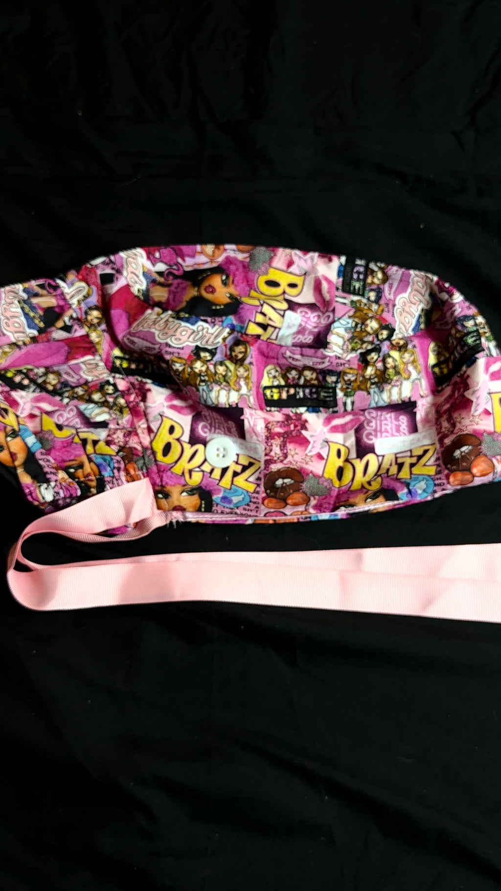 Pink Bratz Ponytail Satin Lined Scrub Caps