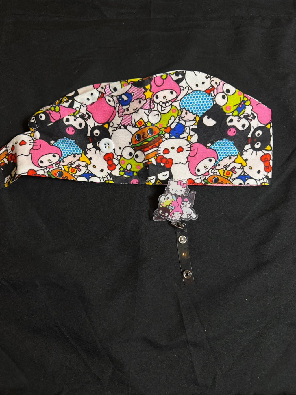 Mixed Character Satin Lined Scrub Cap & Badge Reel Duo