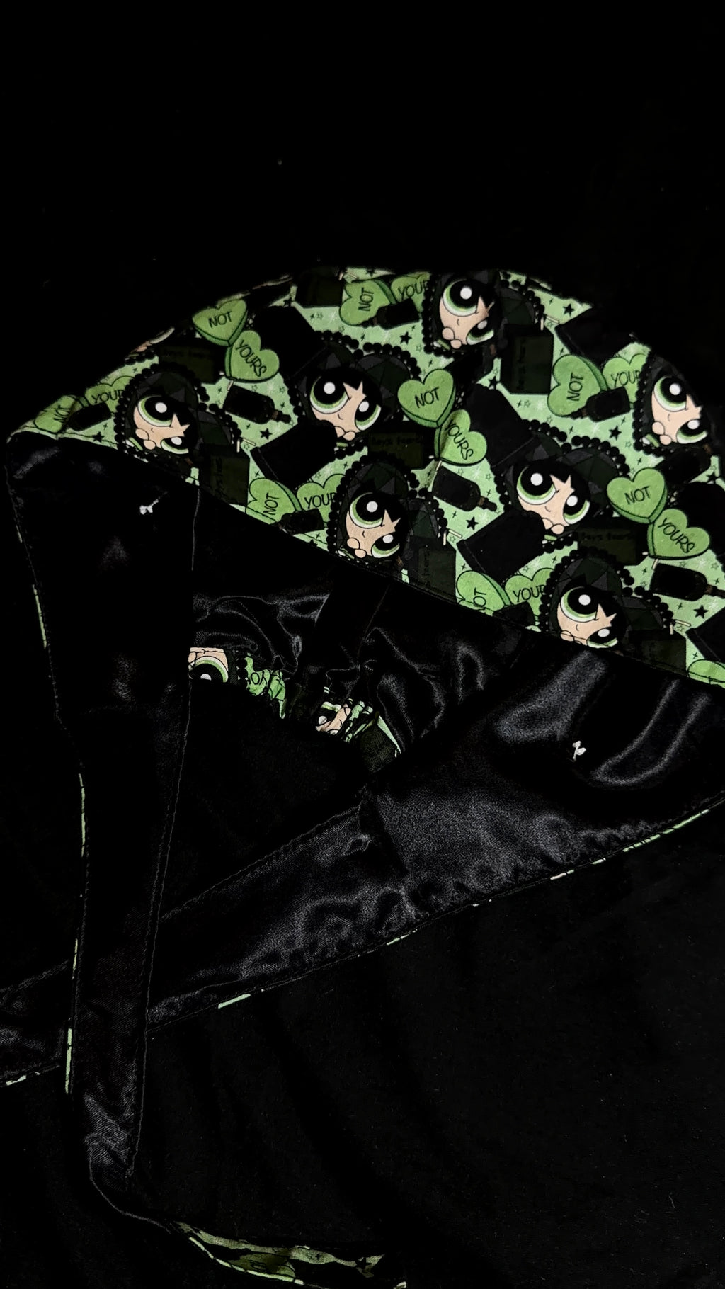 Green Power Puff Satin Lined Scrub Cap