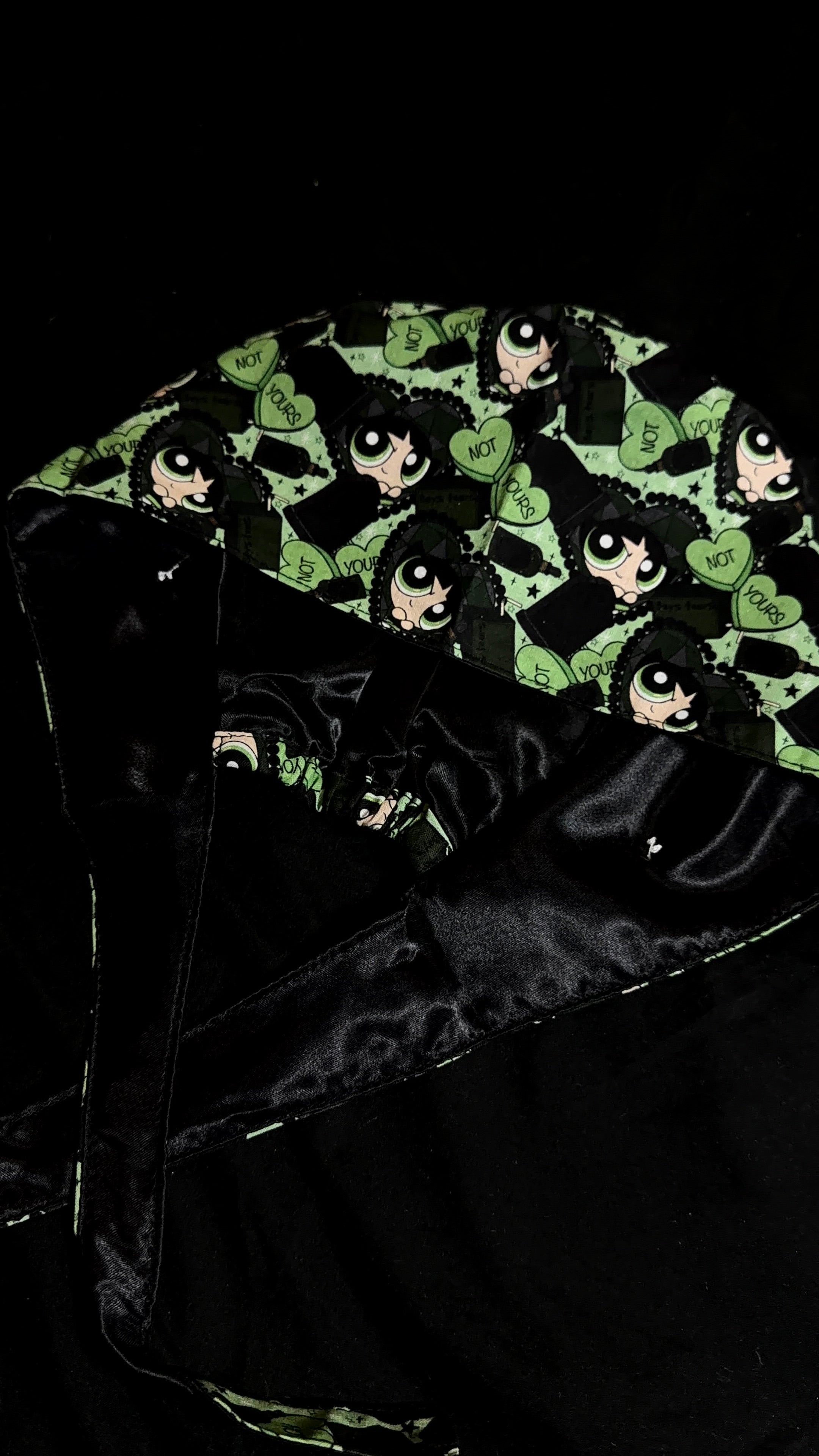 Green Power Puff Satin Lined Scrub Cap