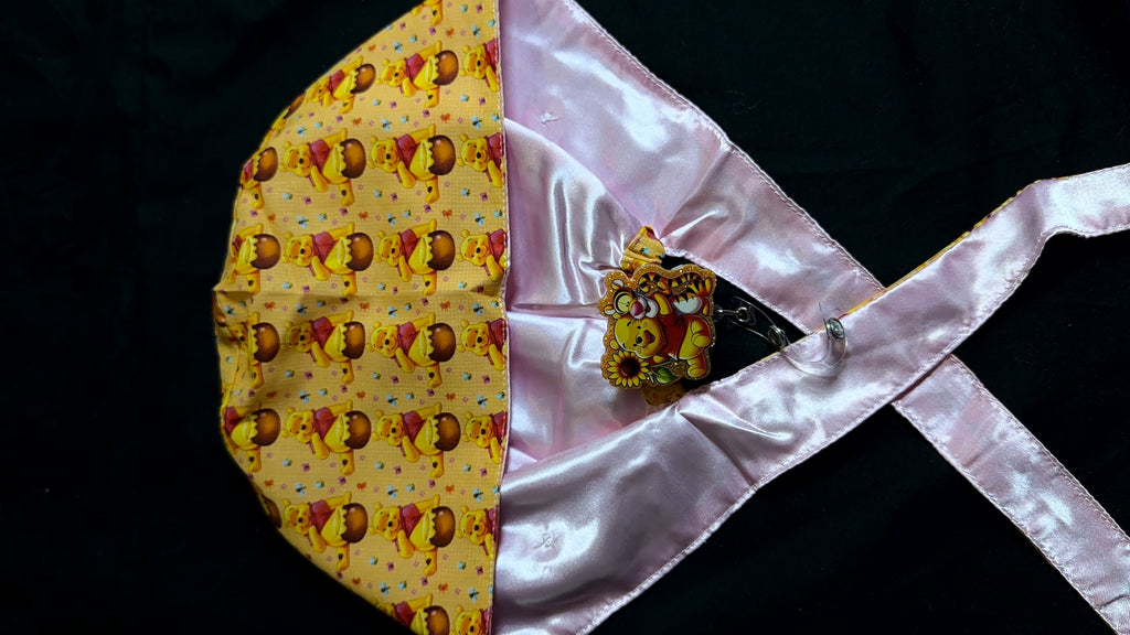 Winnie & The Pooh Satin Lined Scrub Cap Badge Reel Duo