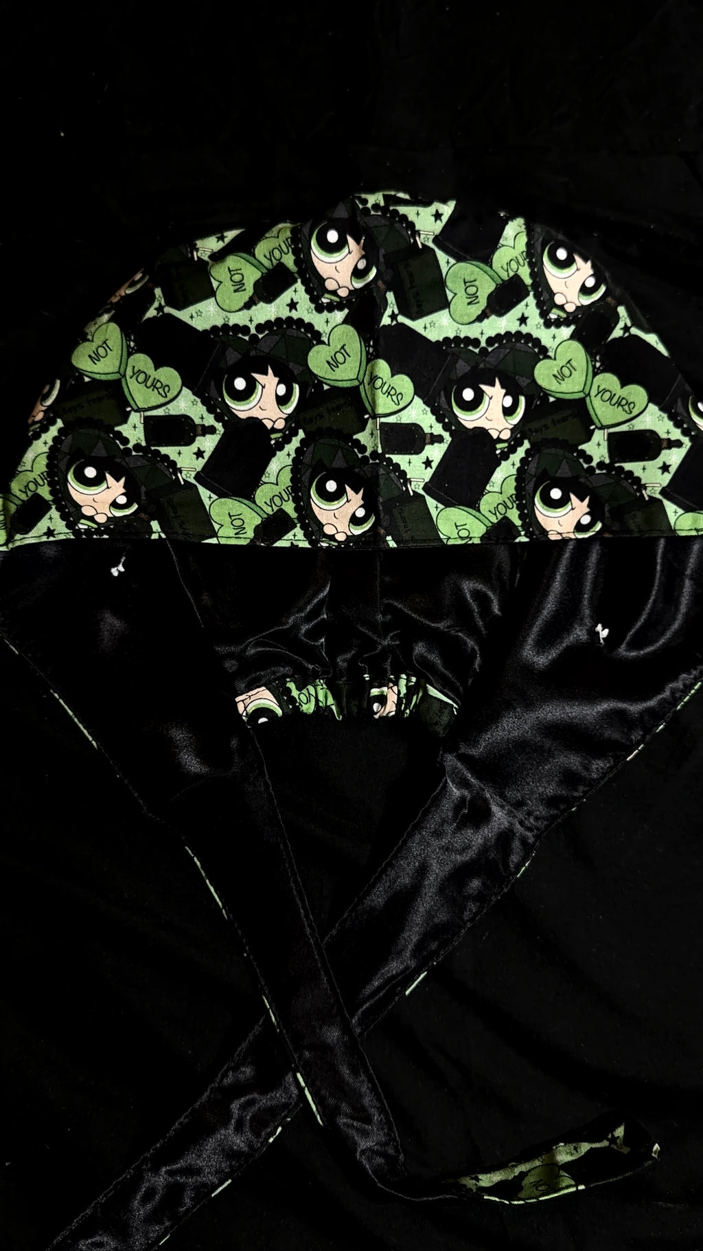 Green Power Puff Satin Lined Scrub Cap