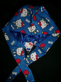 Blue Hello Kitty Satin Lined Scrub Cap & Badge Reel Duo