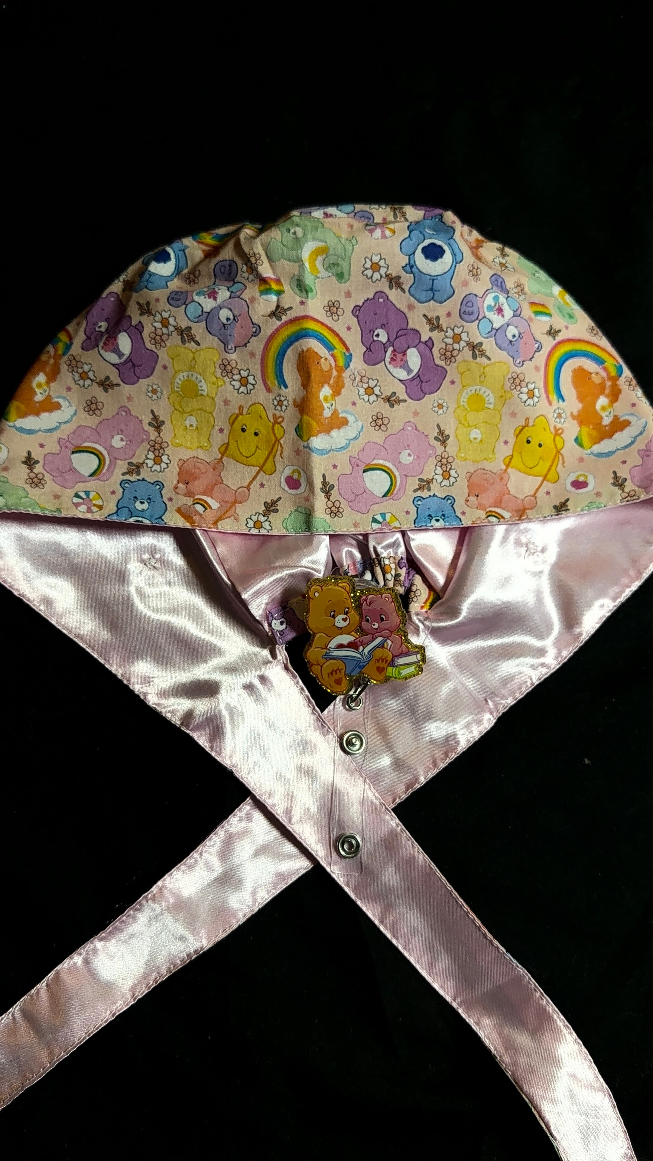 Care Bears Satin Lined Scrub Cap & Badge Reel Duo