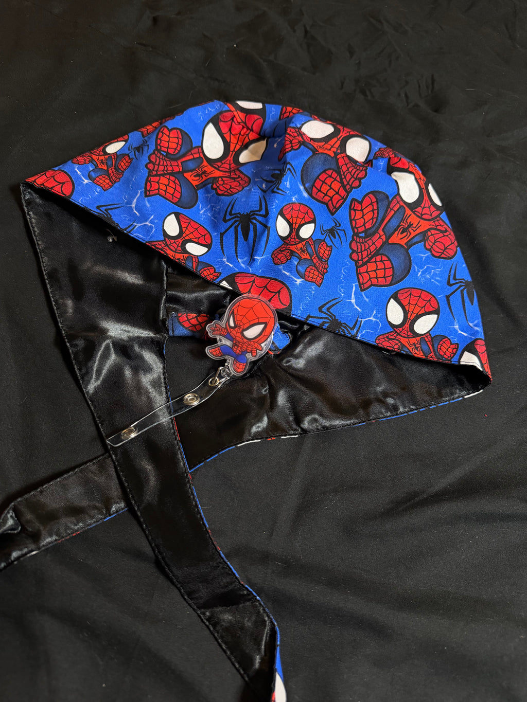 Spider-man Satin Lined Scrub Cap Badge Reel Duo