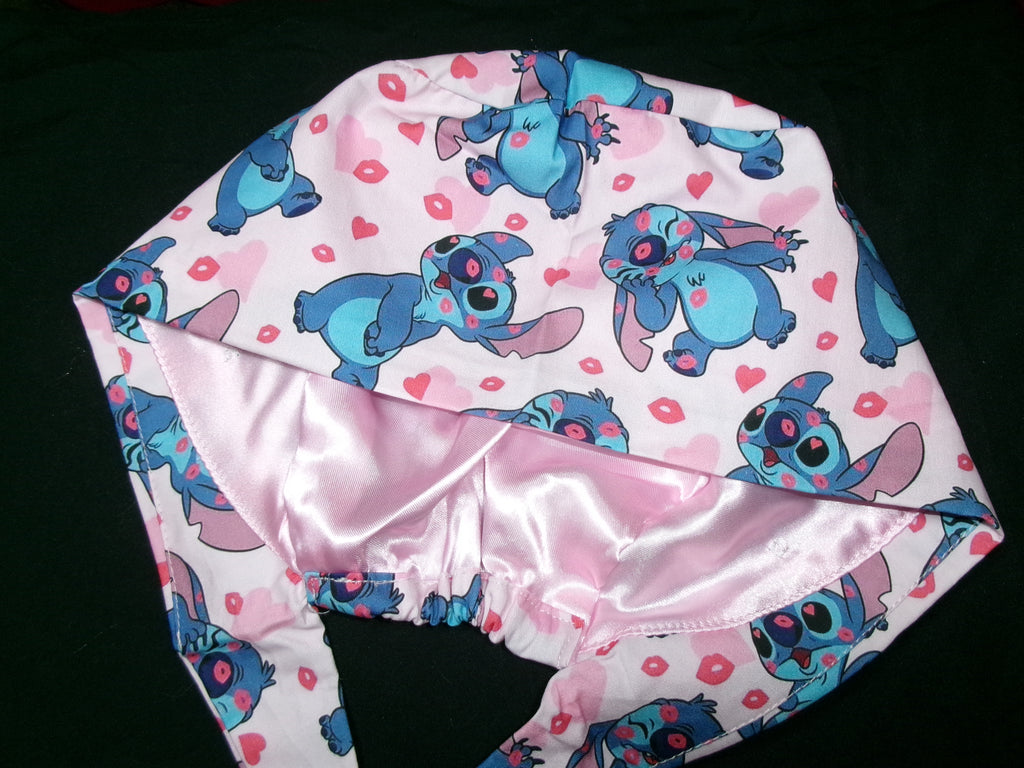 Pink Leo & Stitch Satin Lined Scrub Cap