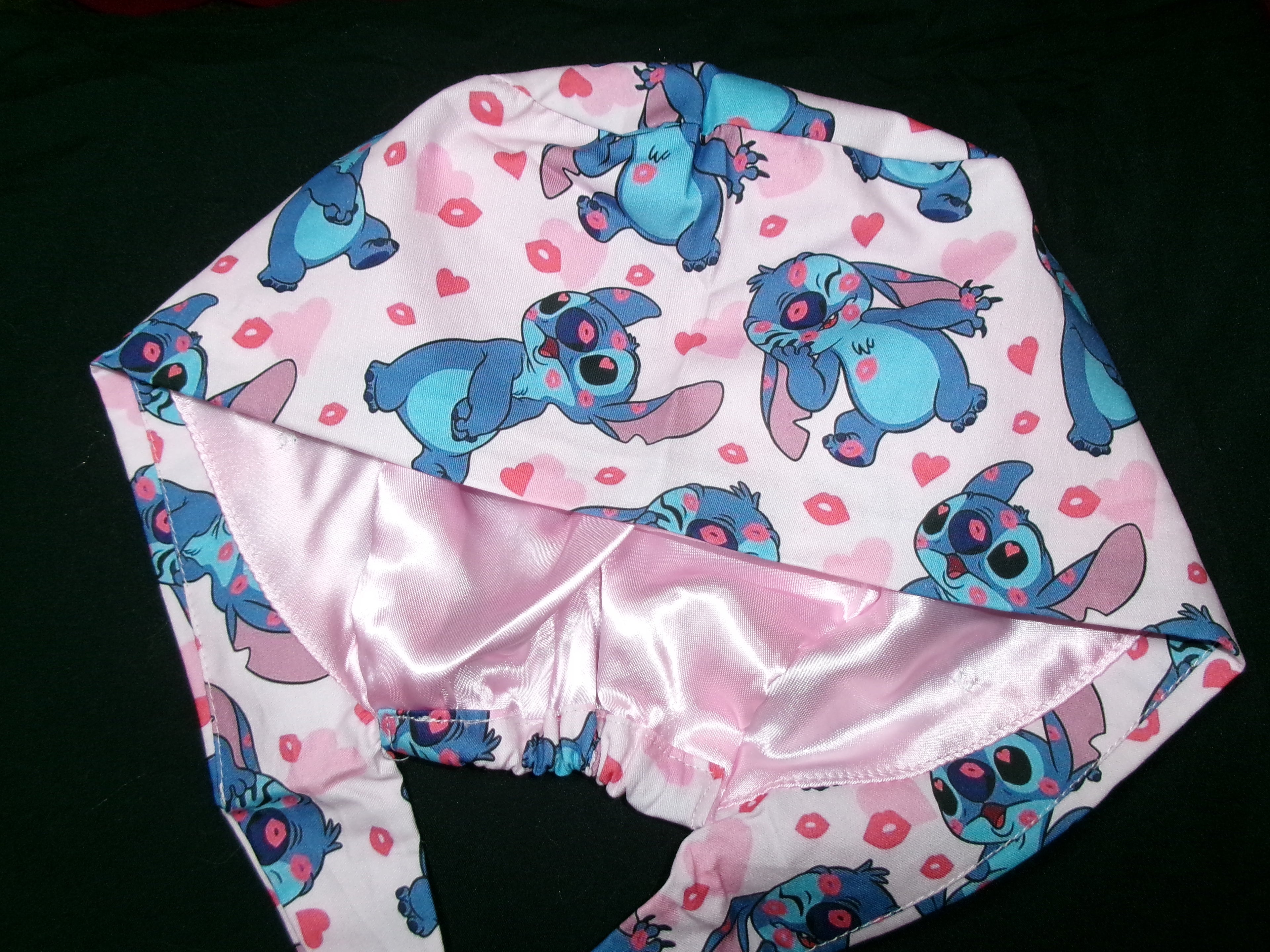 Pink Leo & Stitch Satin Lined Scrub Cap