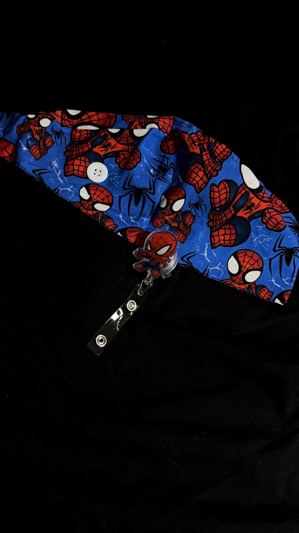 Spider-man Satin Lined Scrub Cap Badge Reel Duo