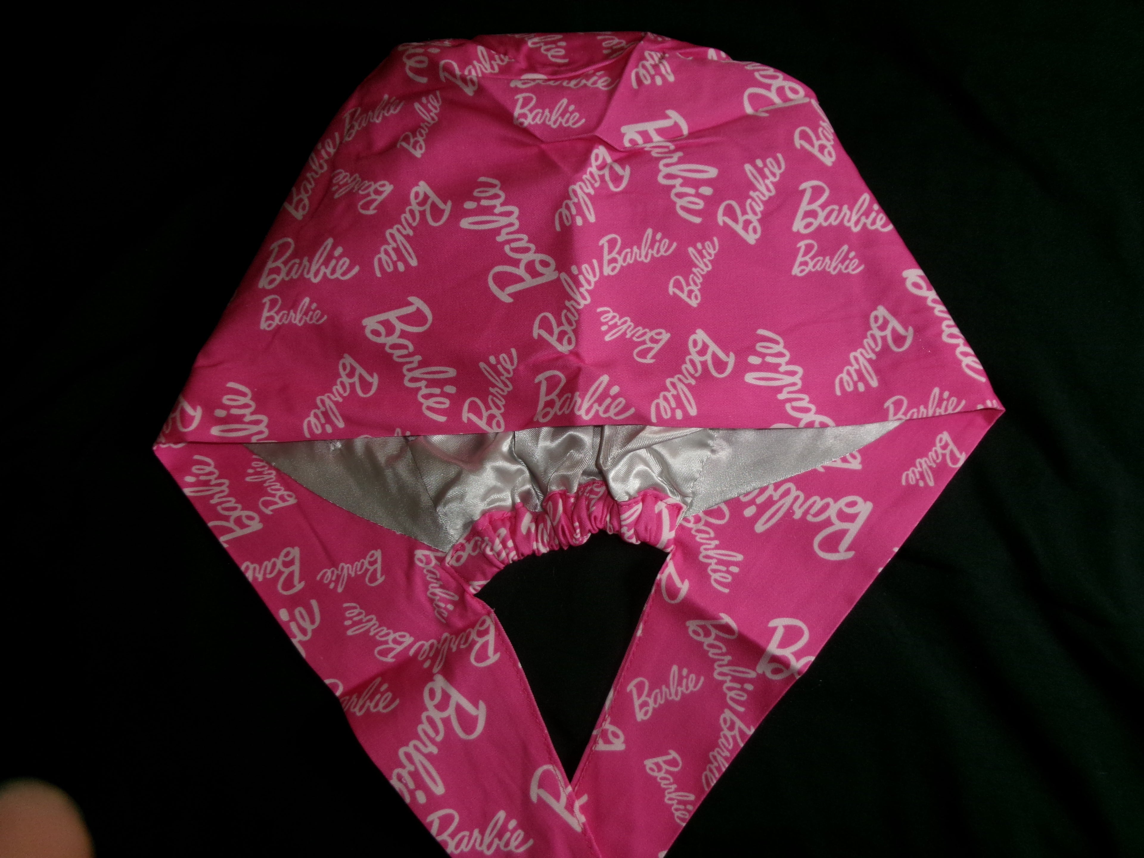 Pink & White Barbie Satin Lined Scrub Cap