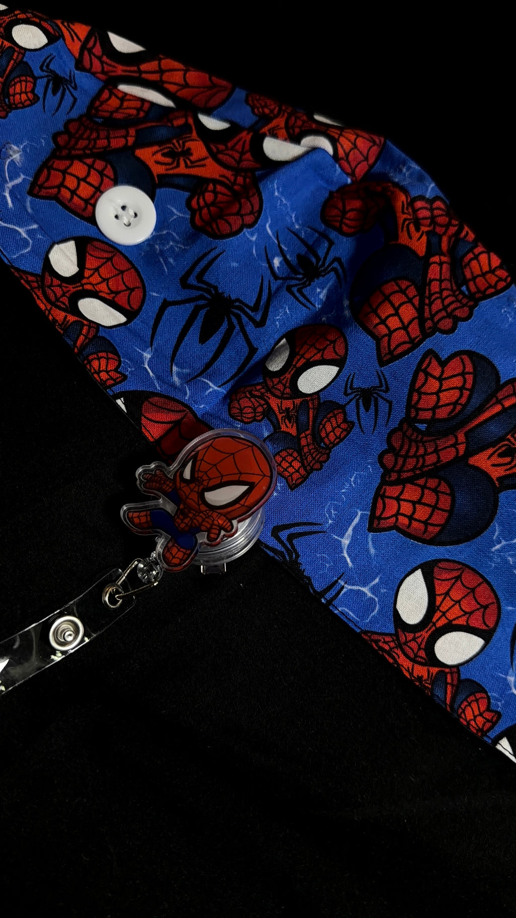 Spider-man Satin Lined Scrub Cap Badge Reel Duo