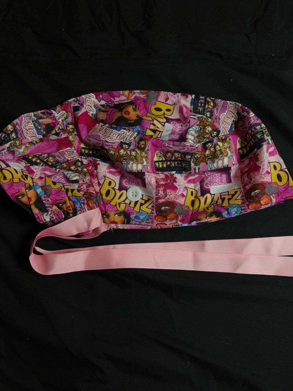 Pink Bratz Ponytail Satin Lined Scrub Caps