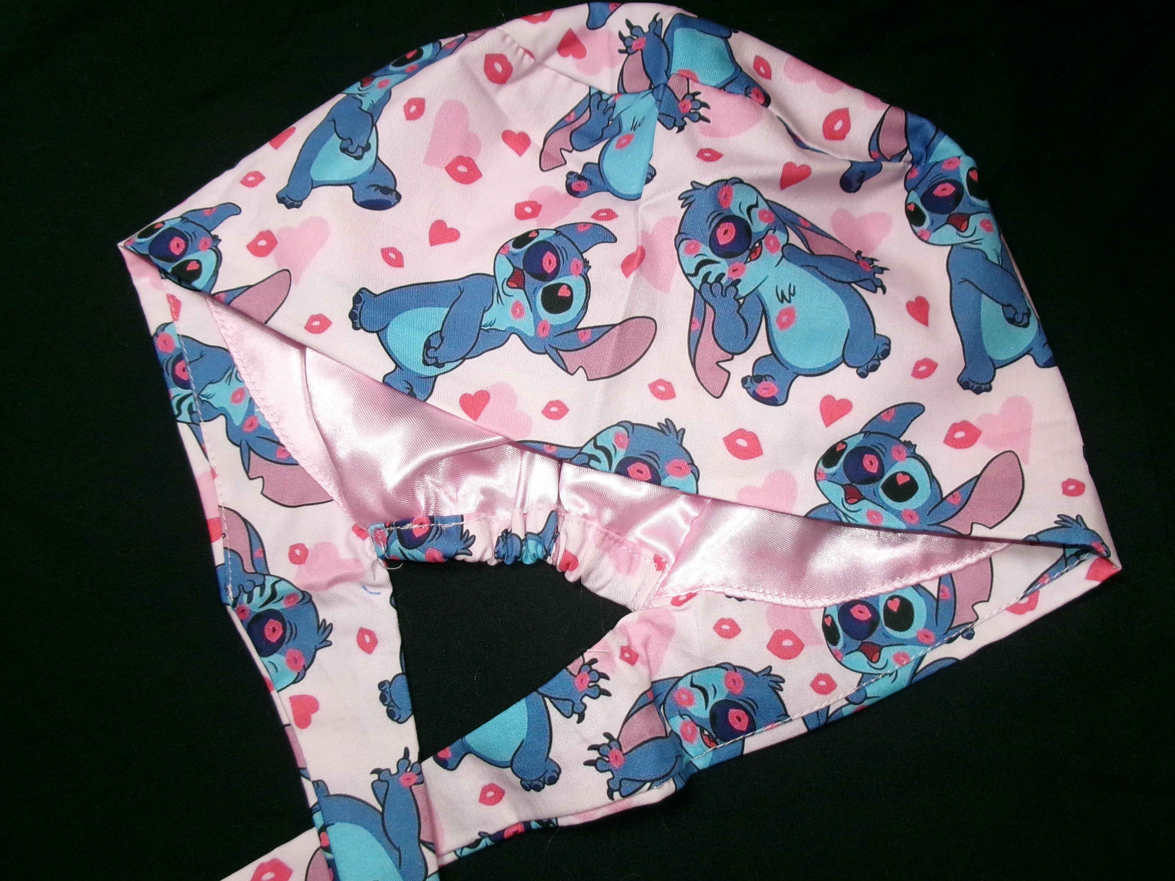 Pink Leo & Stitch Satin Lined Scrub Cap
