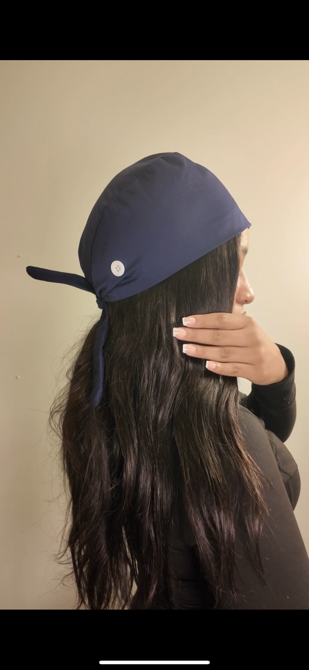Navy Blue Satin Lined Scrub Cap