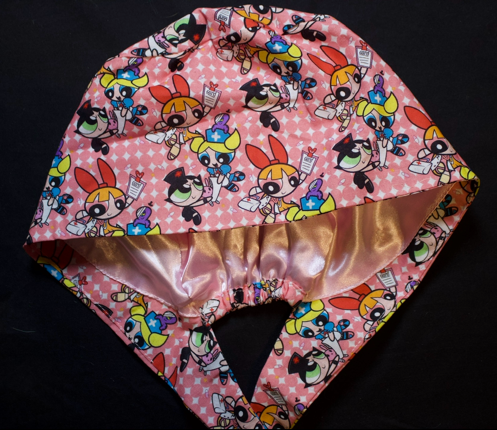 Pink Power Puff Girls Satin Lined Scrub Cap