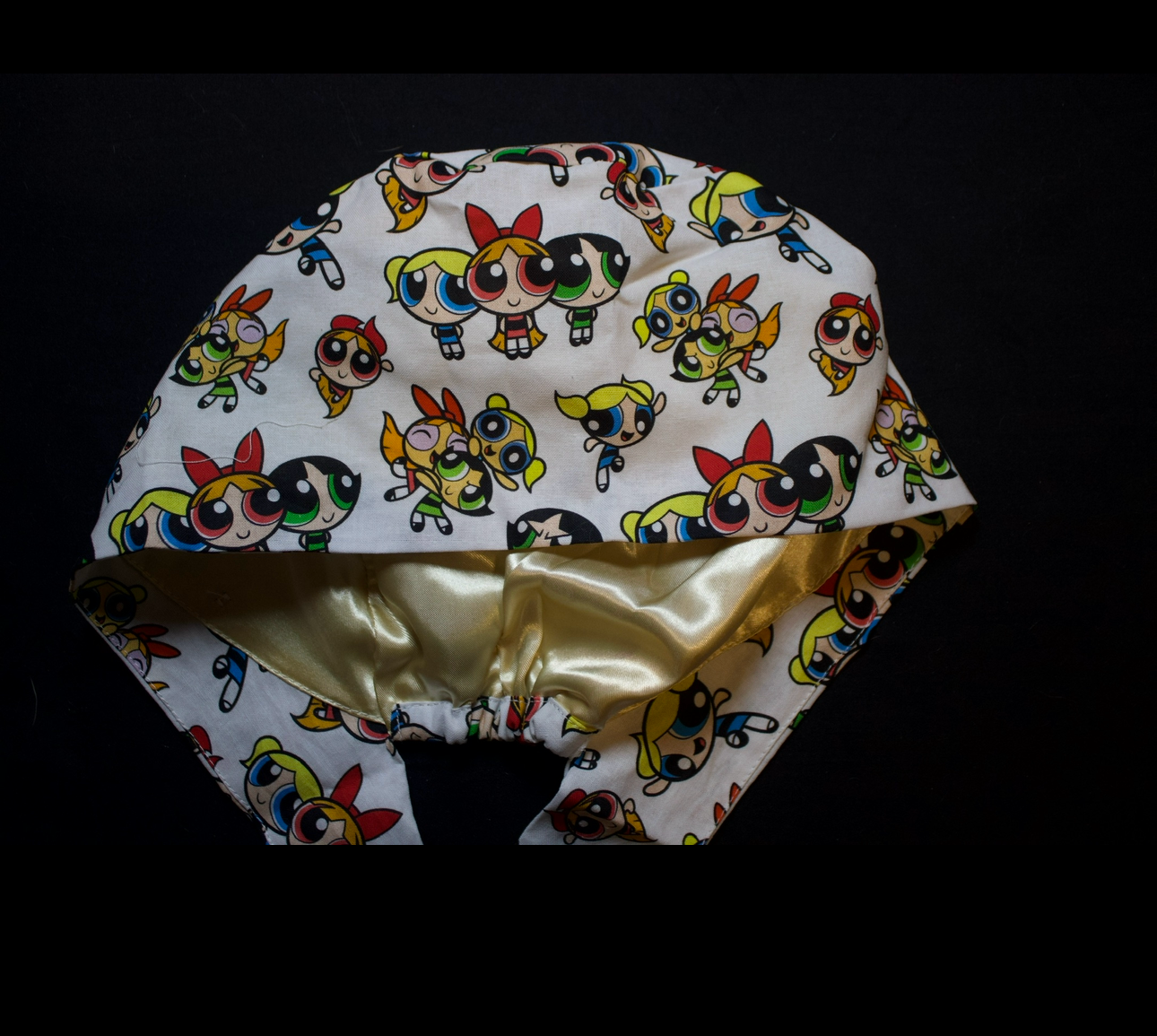 White Power Puff Girls Satin Lined Scrub Cap