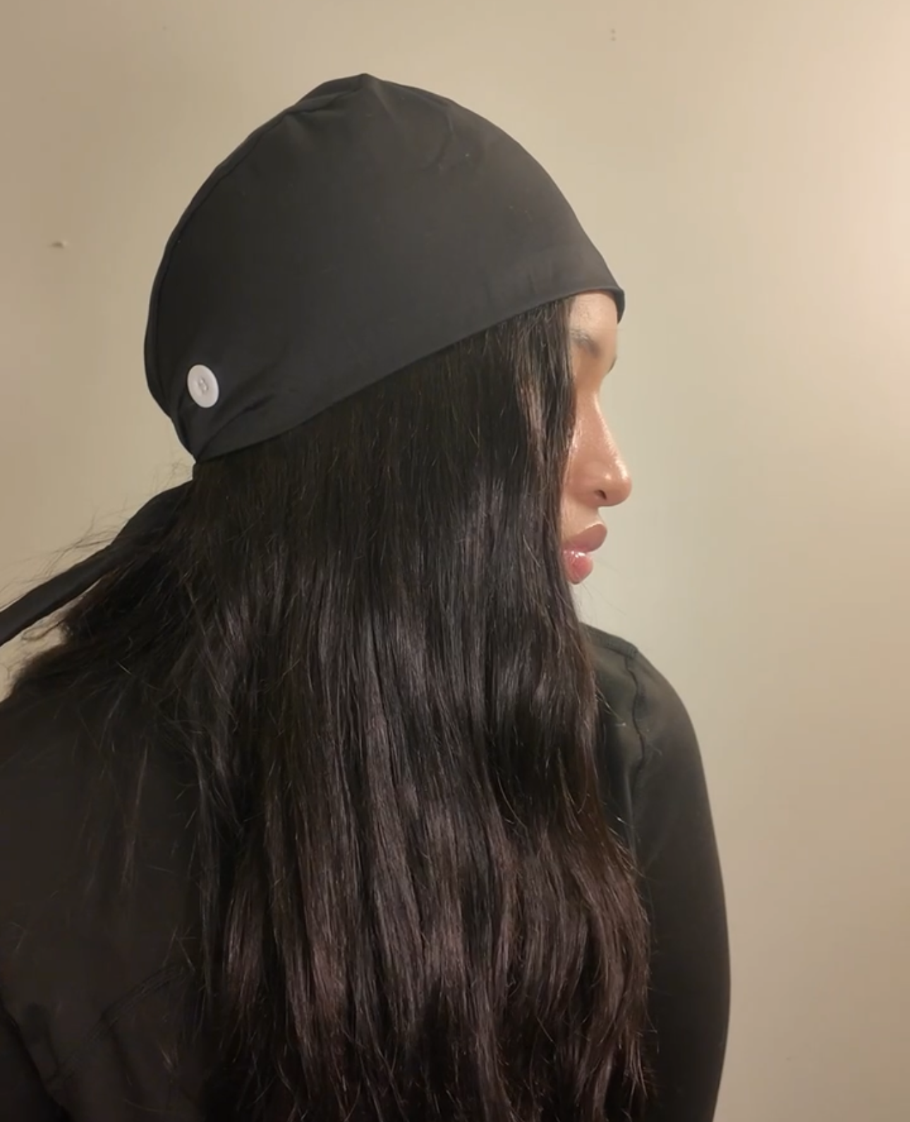 Black Satin Lined Scrub Cap